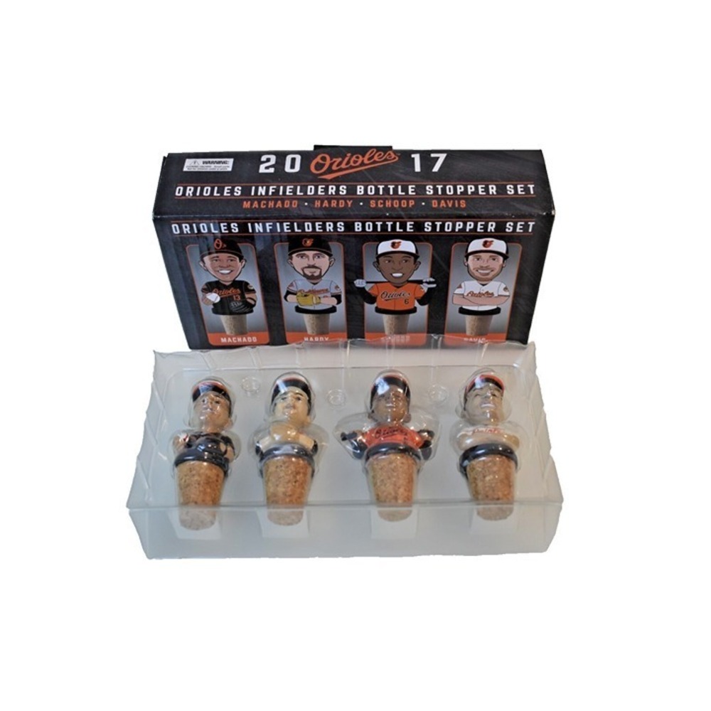 Baltimore Orioles 2017 SGA Infielders Bottle Stopper Set Machado Hardy Davis